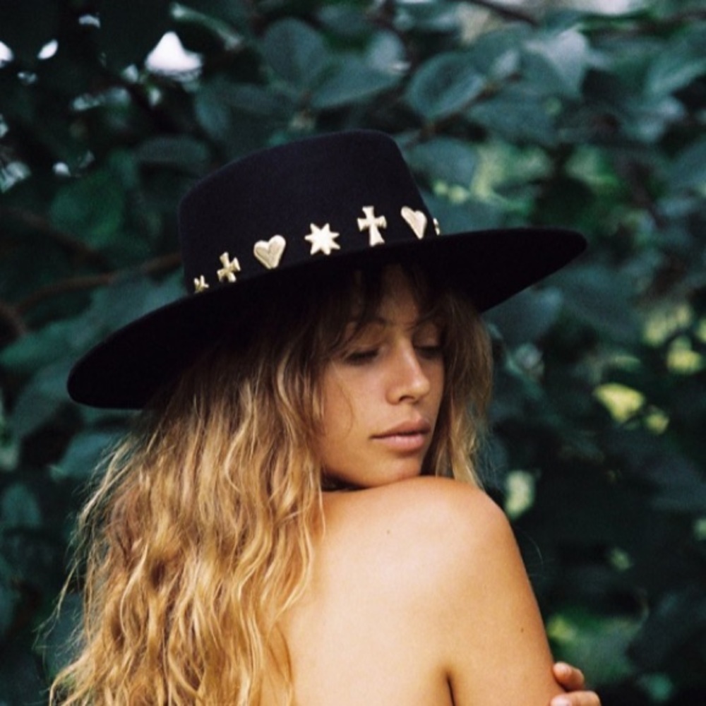 Lack Of Color Black Hat with Gold Accents